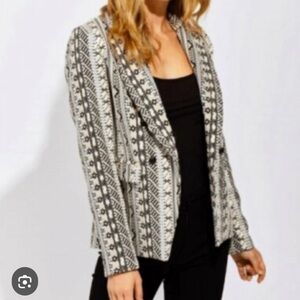 Drew women's striped Aztec print woven wool blend blazer size M